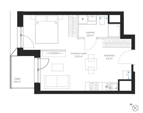 Plan 1 pok. 33m²