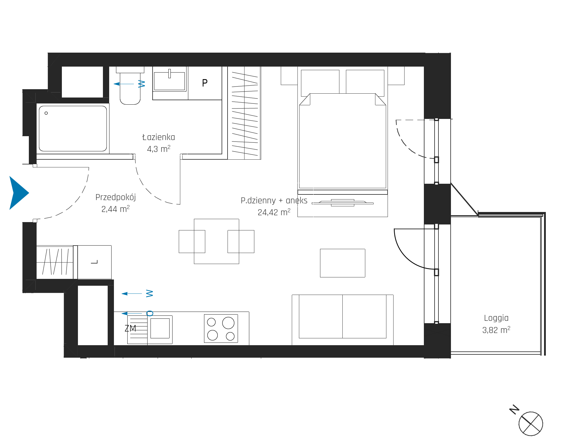 Plan 1 pok. 31m²