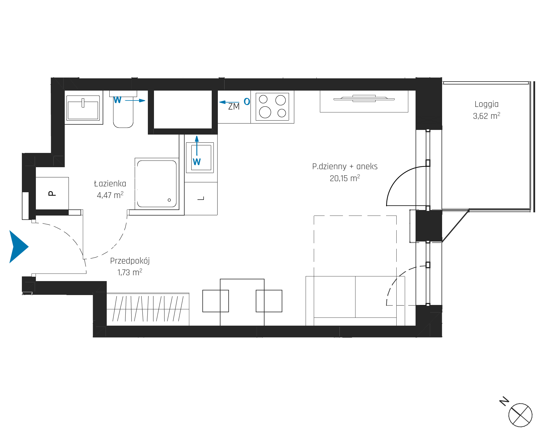 Plan 1 pok. 26m²