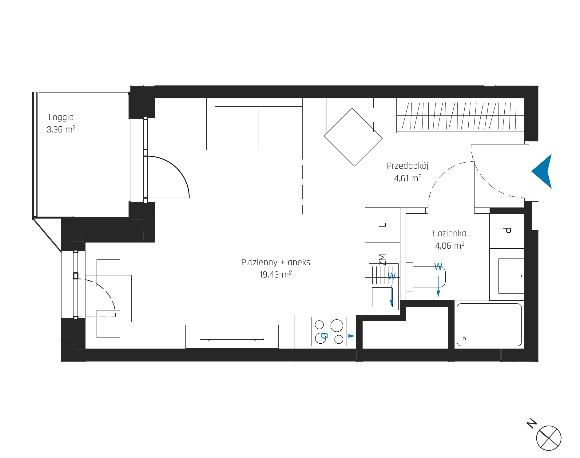 Plan 1 pok. 28m²
