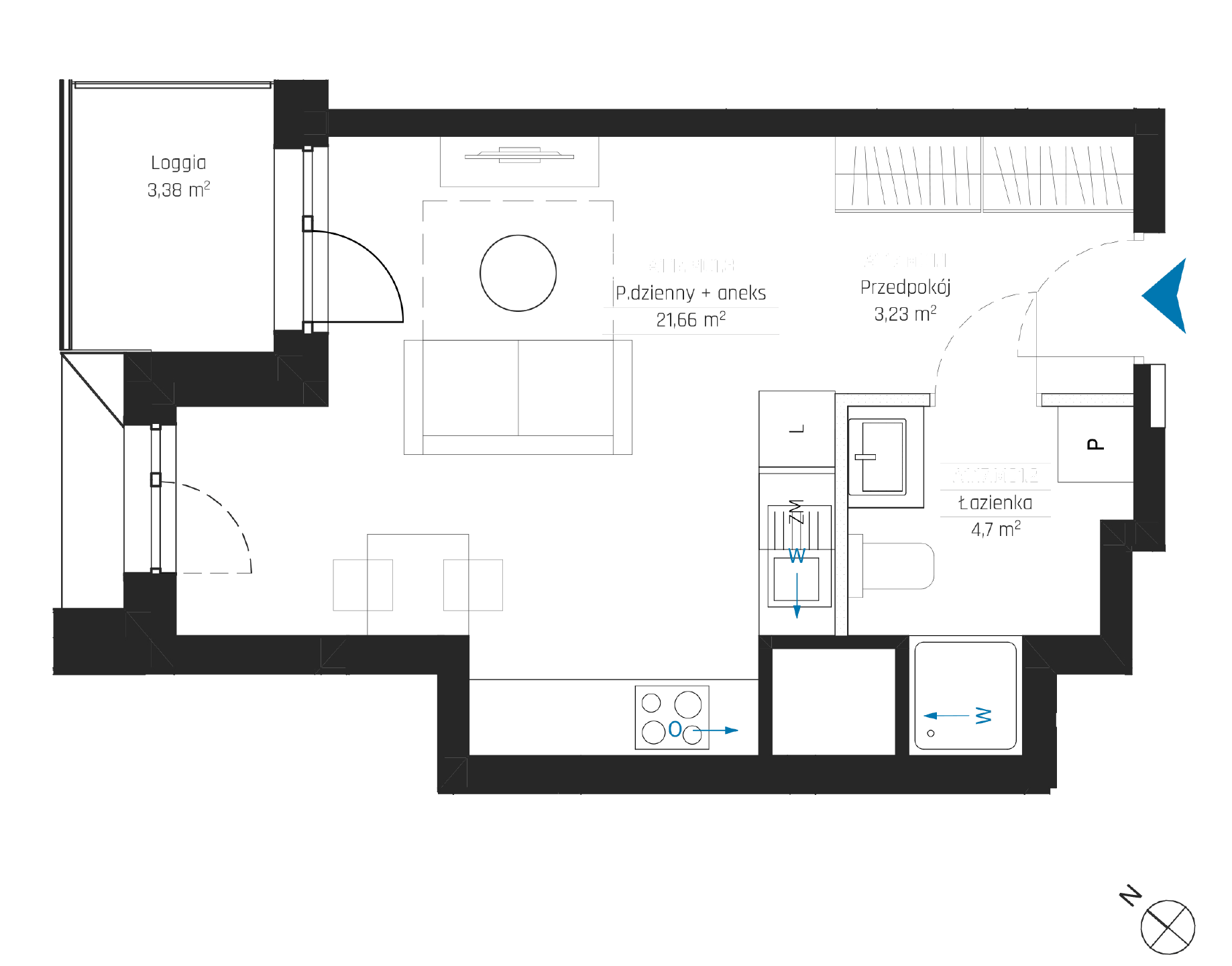 Plan 1 pok. 30m²