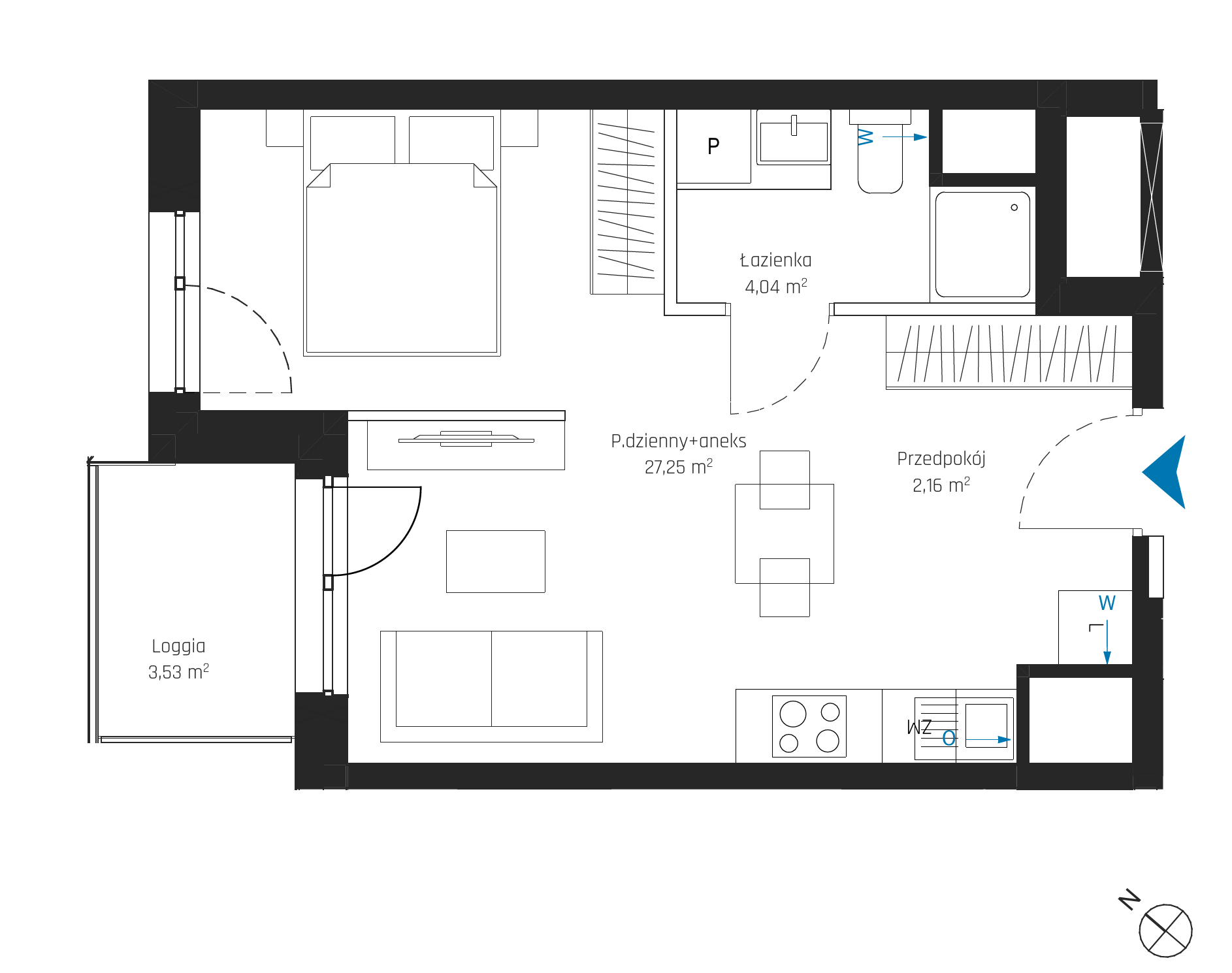 Plan 1 pok. 33m²