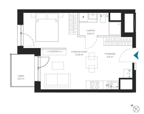 Plan 1 pok. 33m²