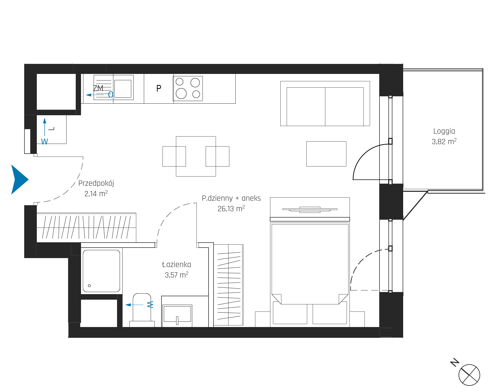 Plan 1 pok. 32m²