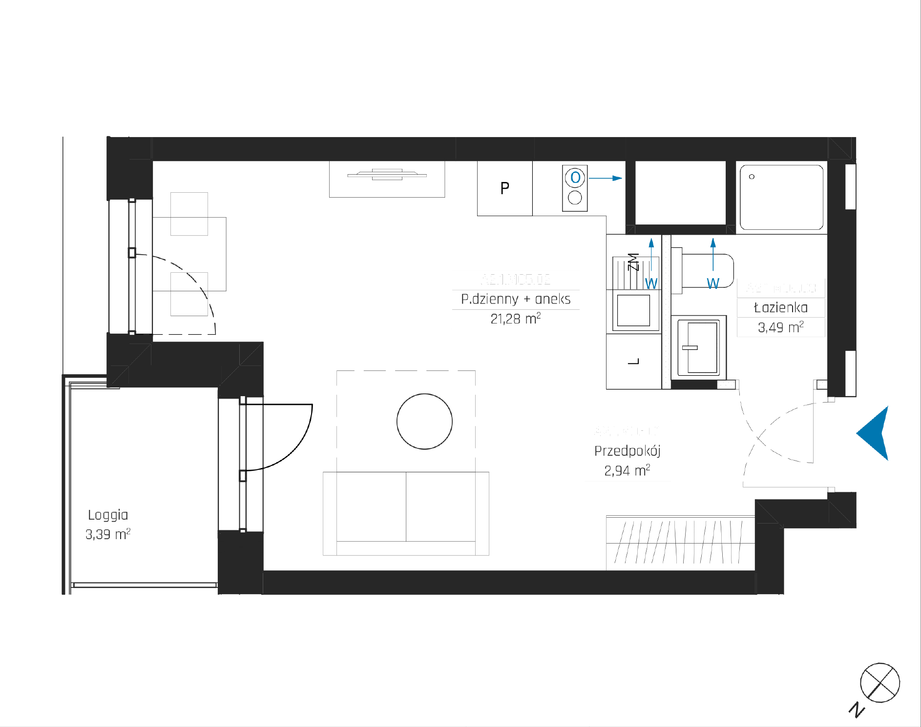 Plan 1 pok. 28m²