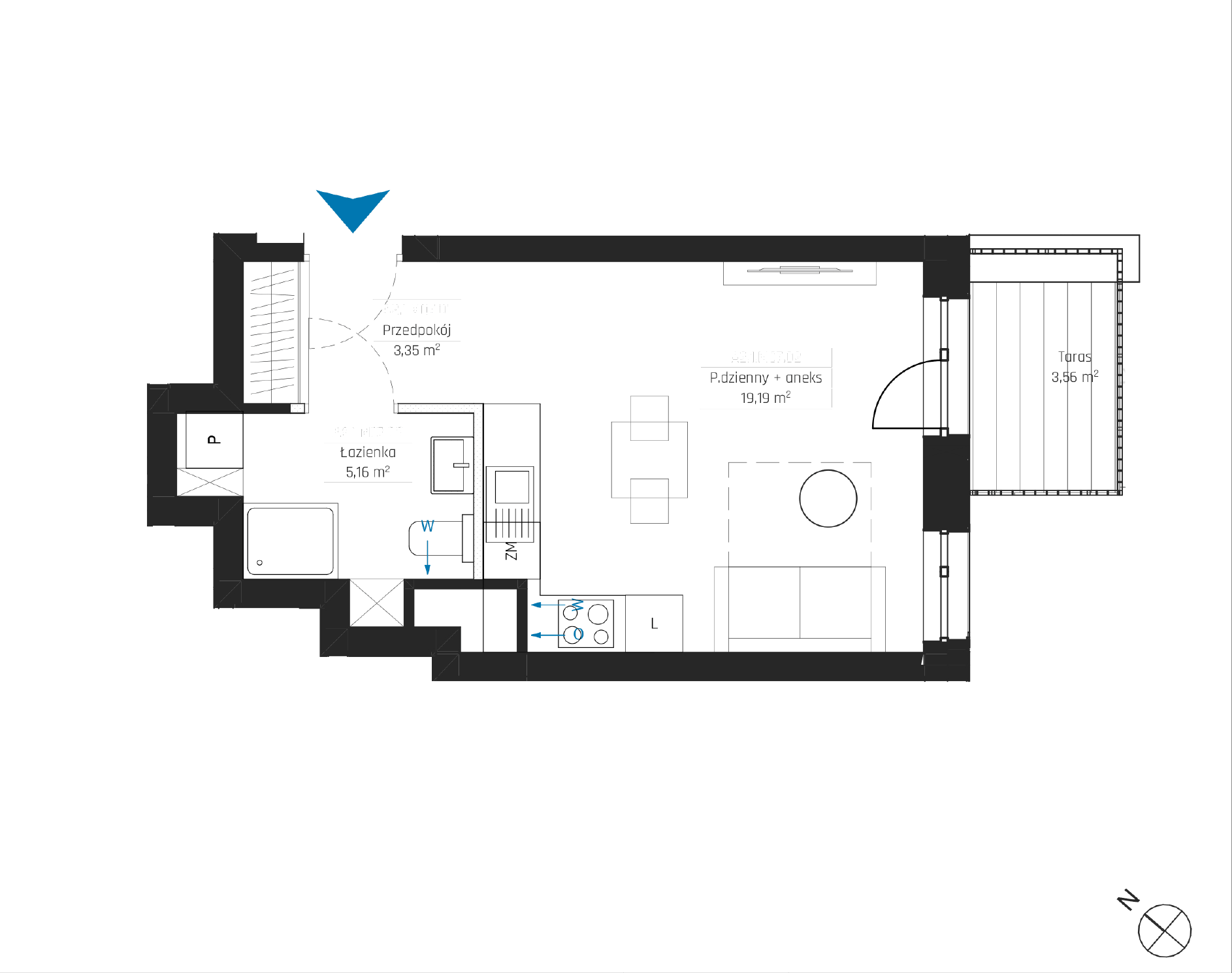 Plan 1 pok. 28m²