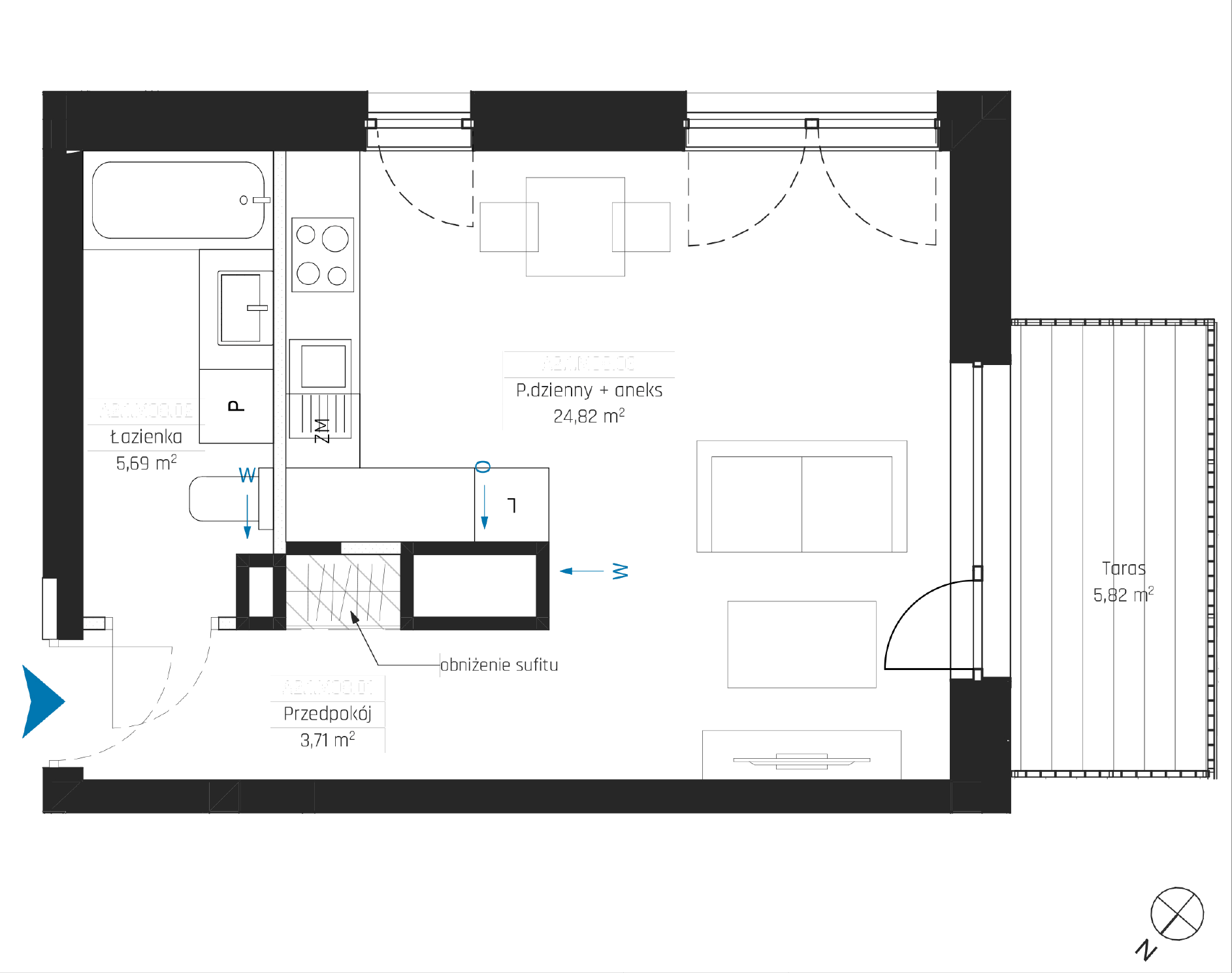 Plan 1 pok. 34m²