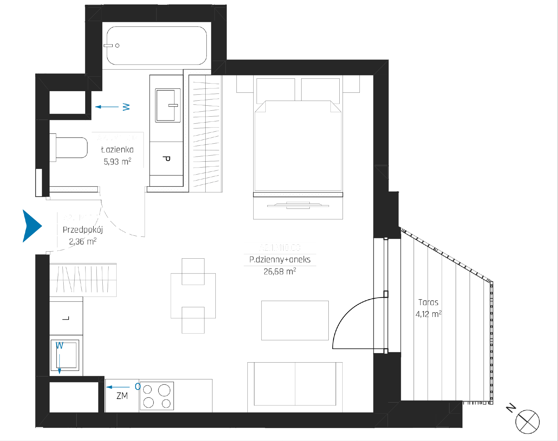Plan 1 pok. 35m²