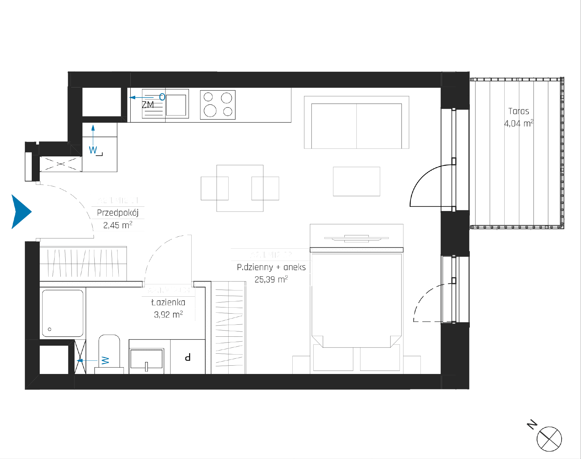 Plan 1 pok. 32m²
