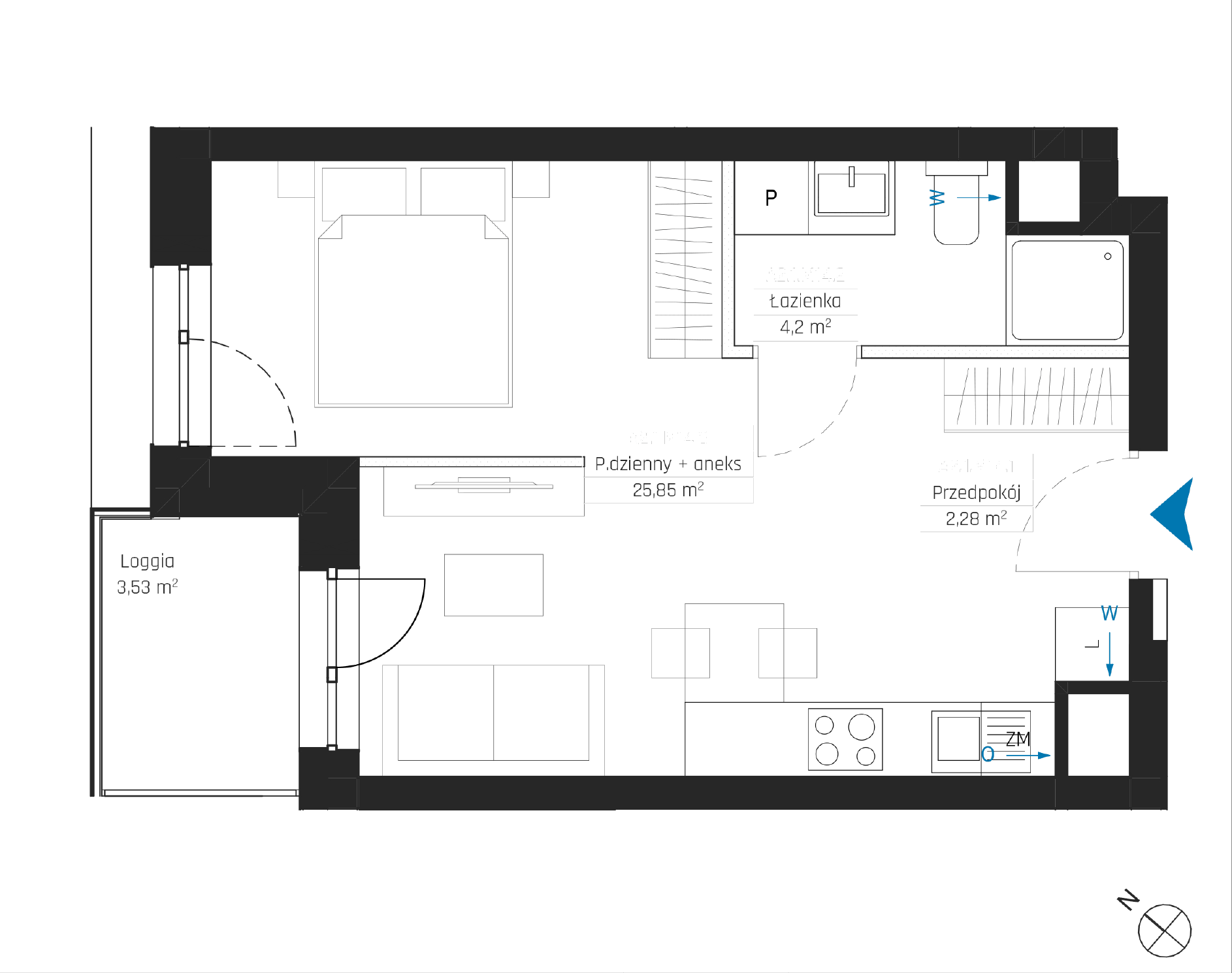 Plan 1 pok. 32m²