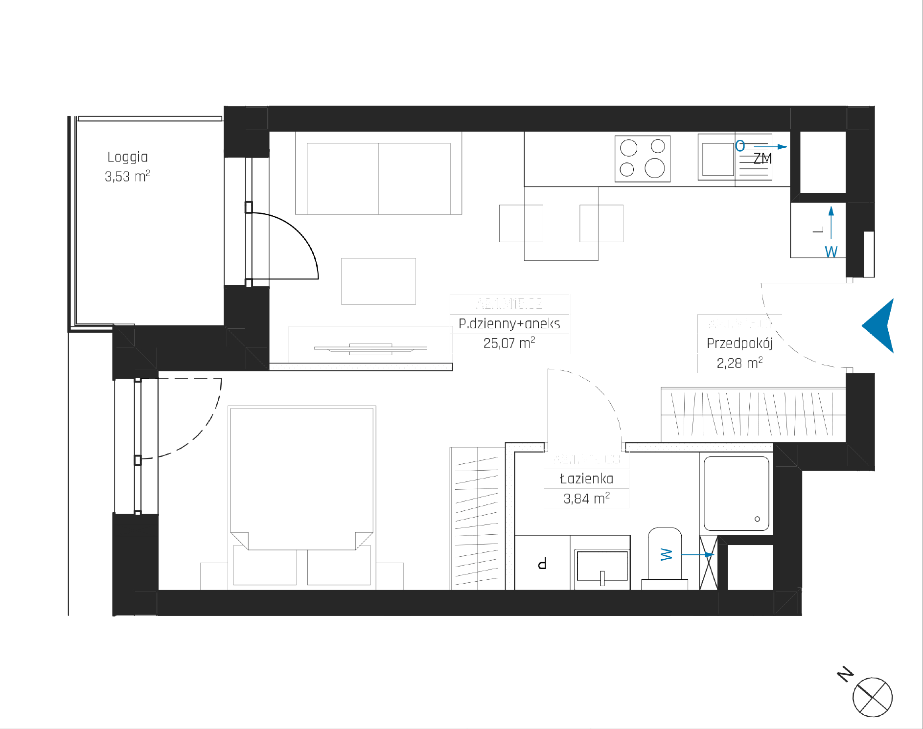 Plan 1 pok. 31m²