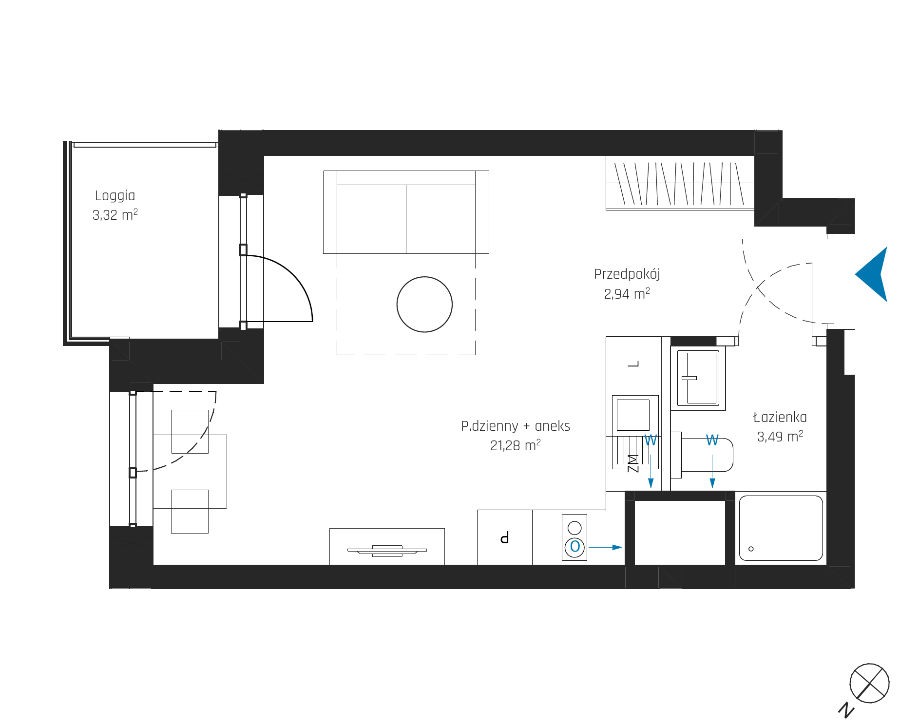 Plan 1 pok. 28m²