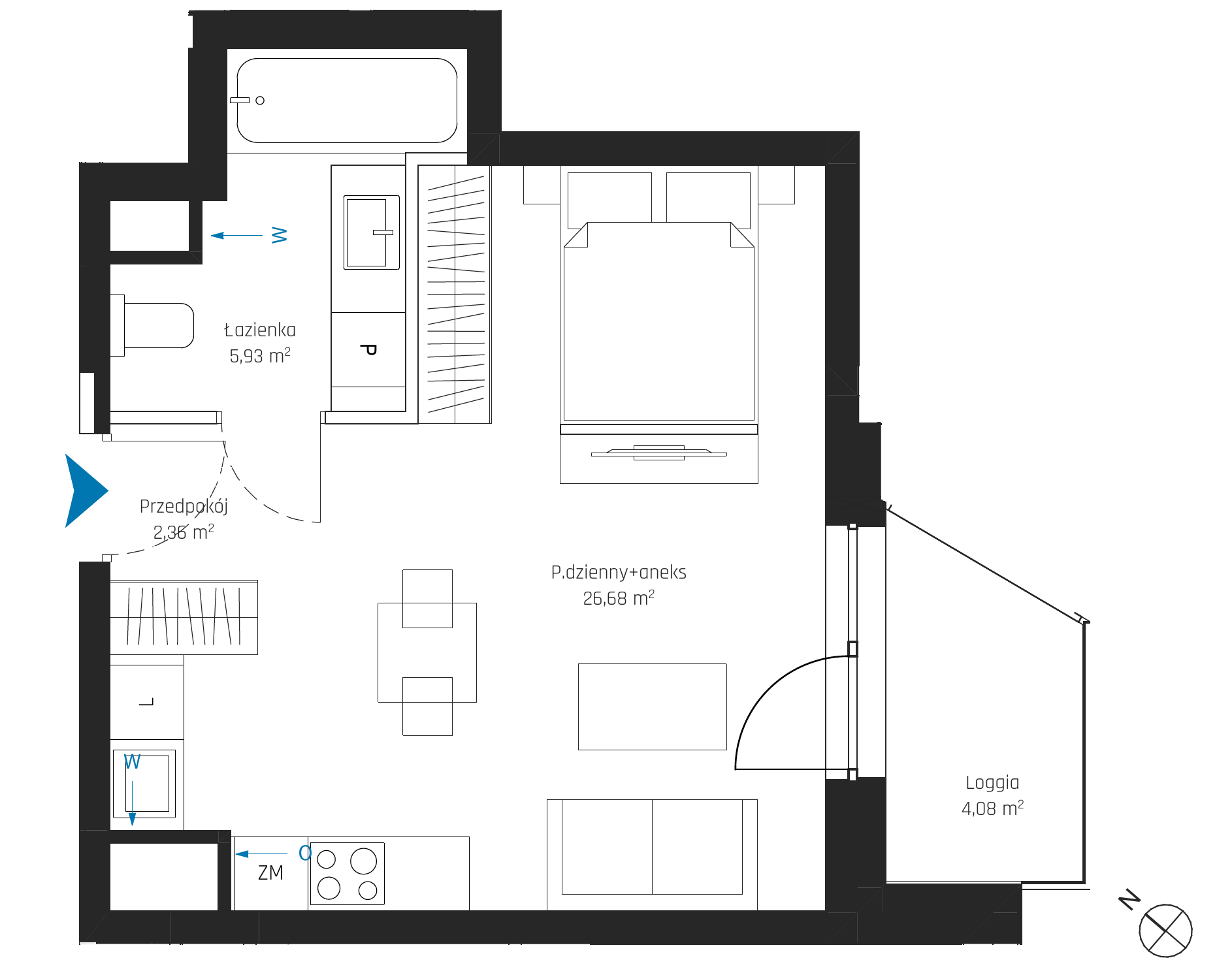 Plan 1 pok. 35m²
