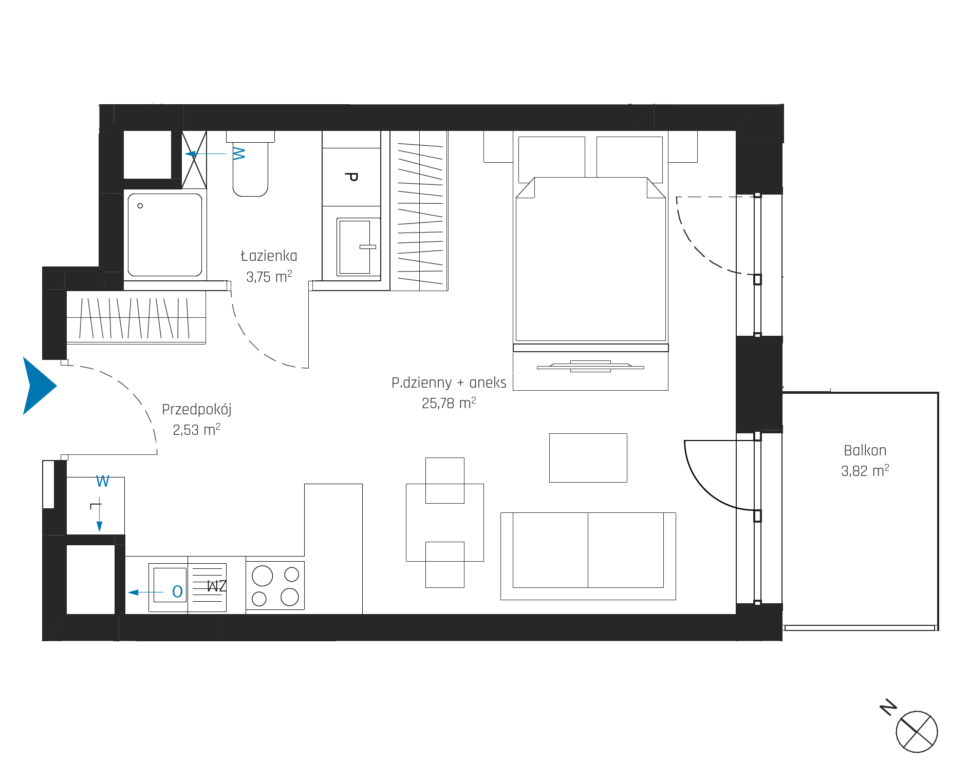 Plan 1 pok. 32m²