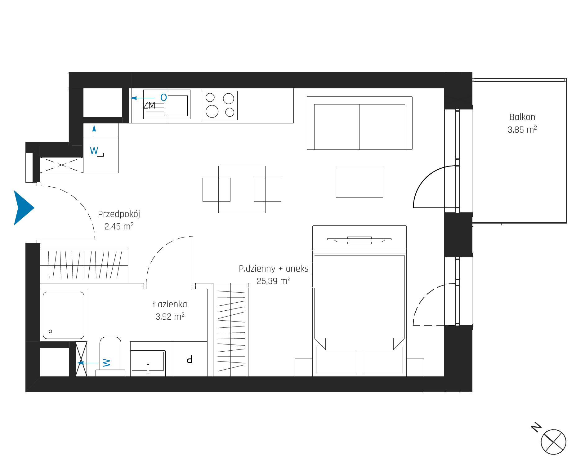 Plan 1 pok. 32m²
