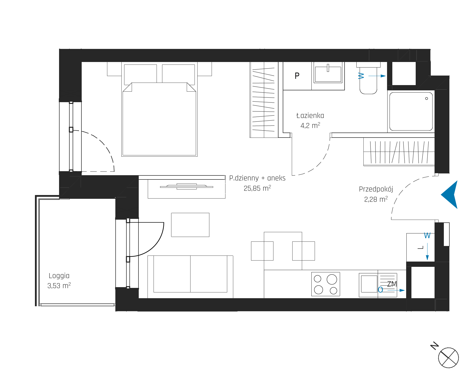 Plan 1 pok. 32m²