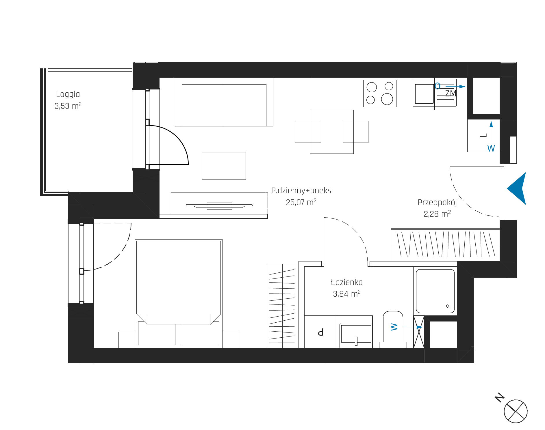 Plan 1 pok. 31m²