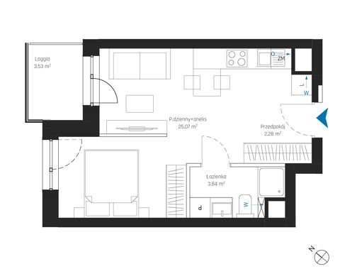 Plan 1 pok. 31m²