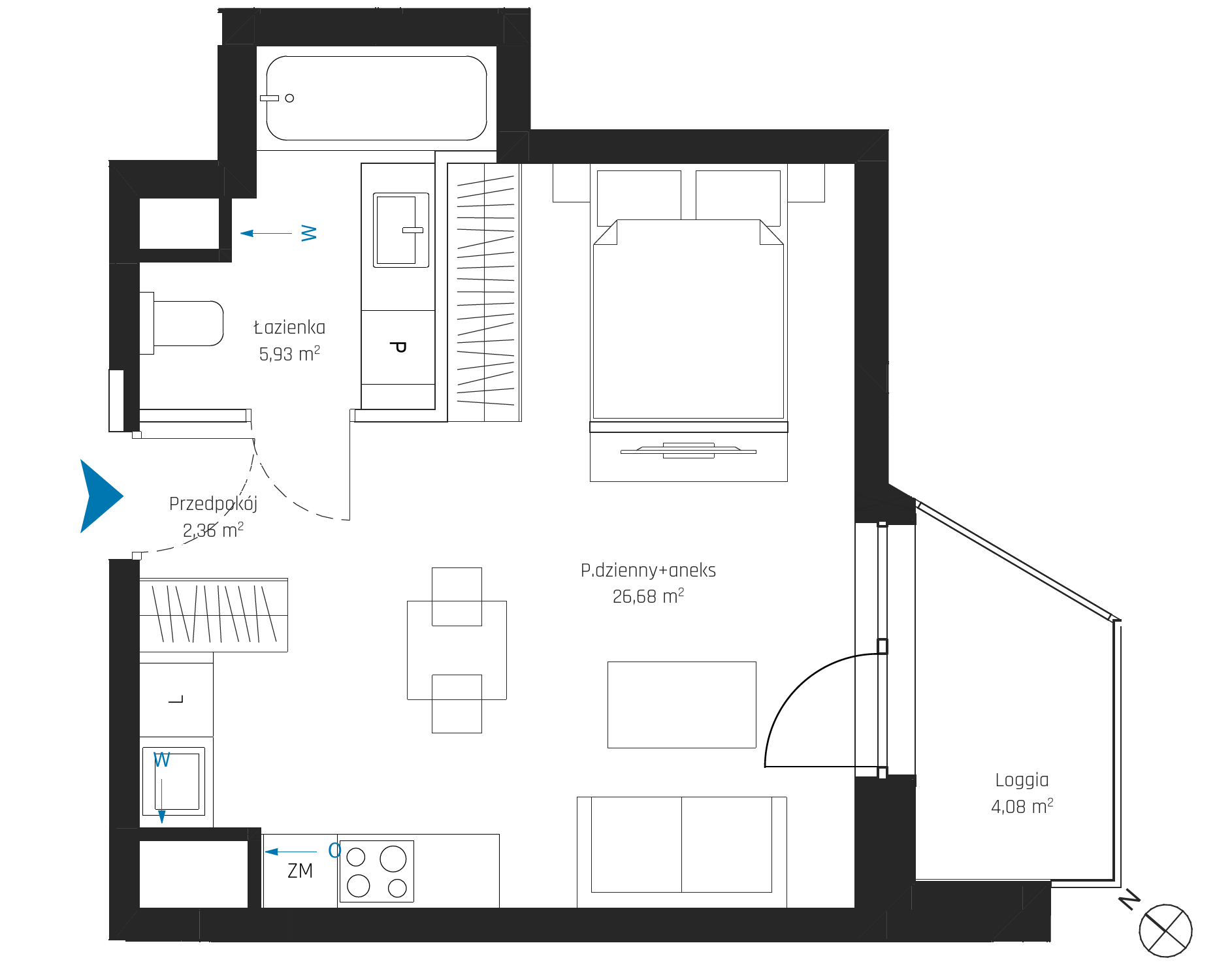 Plan 1 pok. 35m²