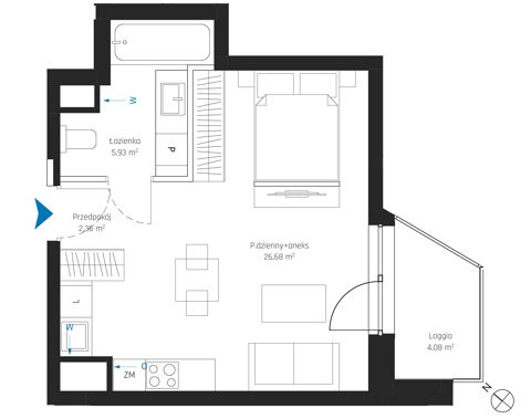 Plan 1 pok. 35m²
