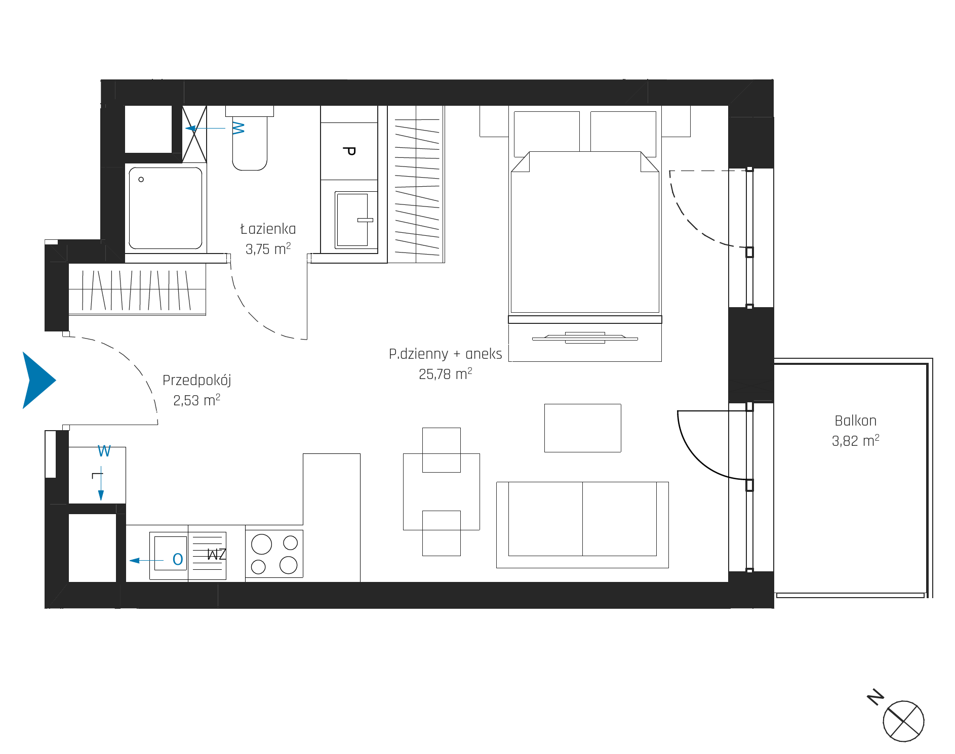 Plan 1 pok. 32m²