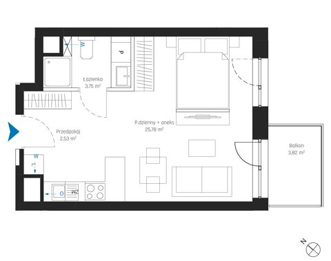 Plan 1 pok. 32m²