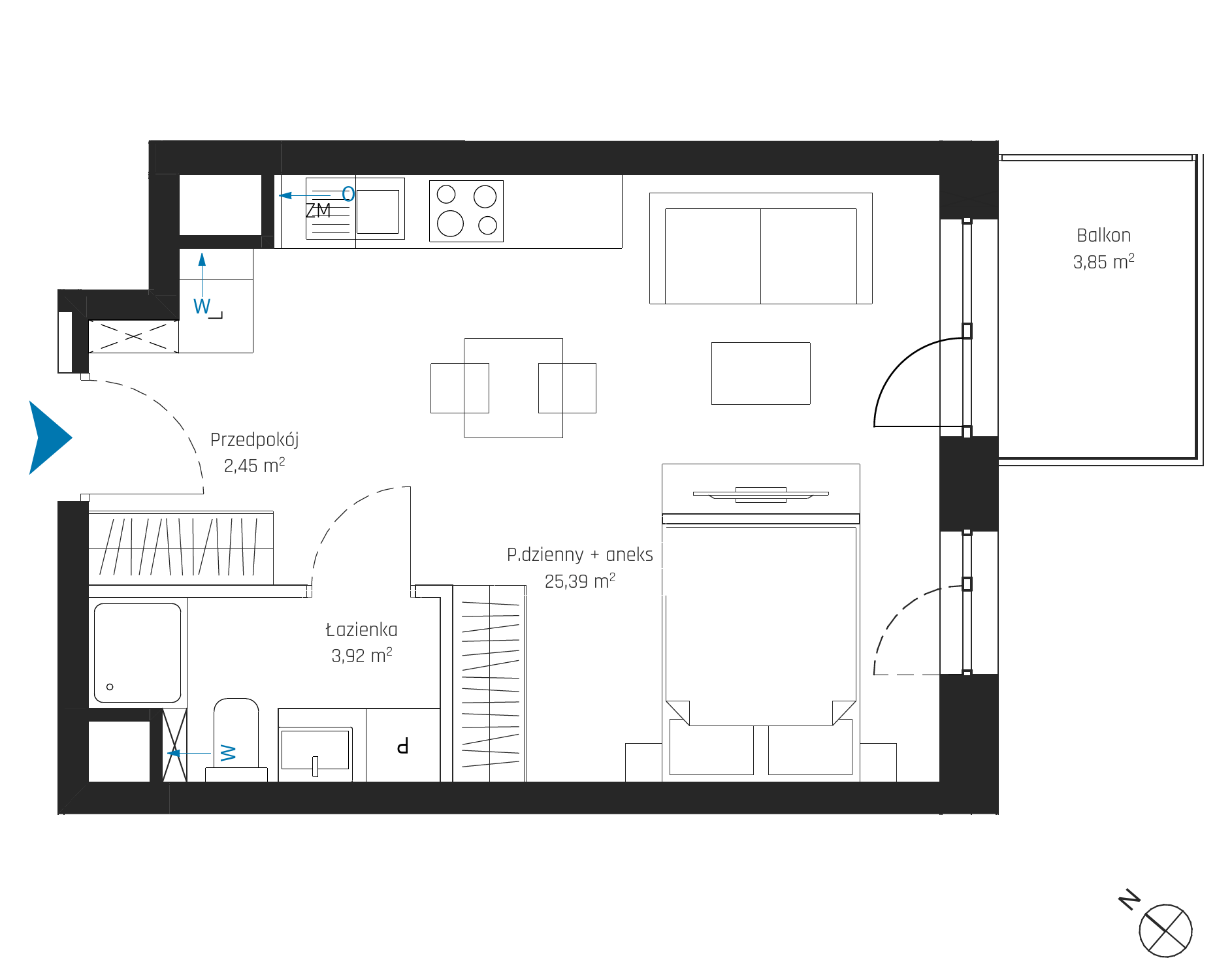 Plan 1 pok. 32m²