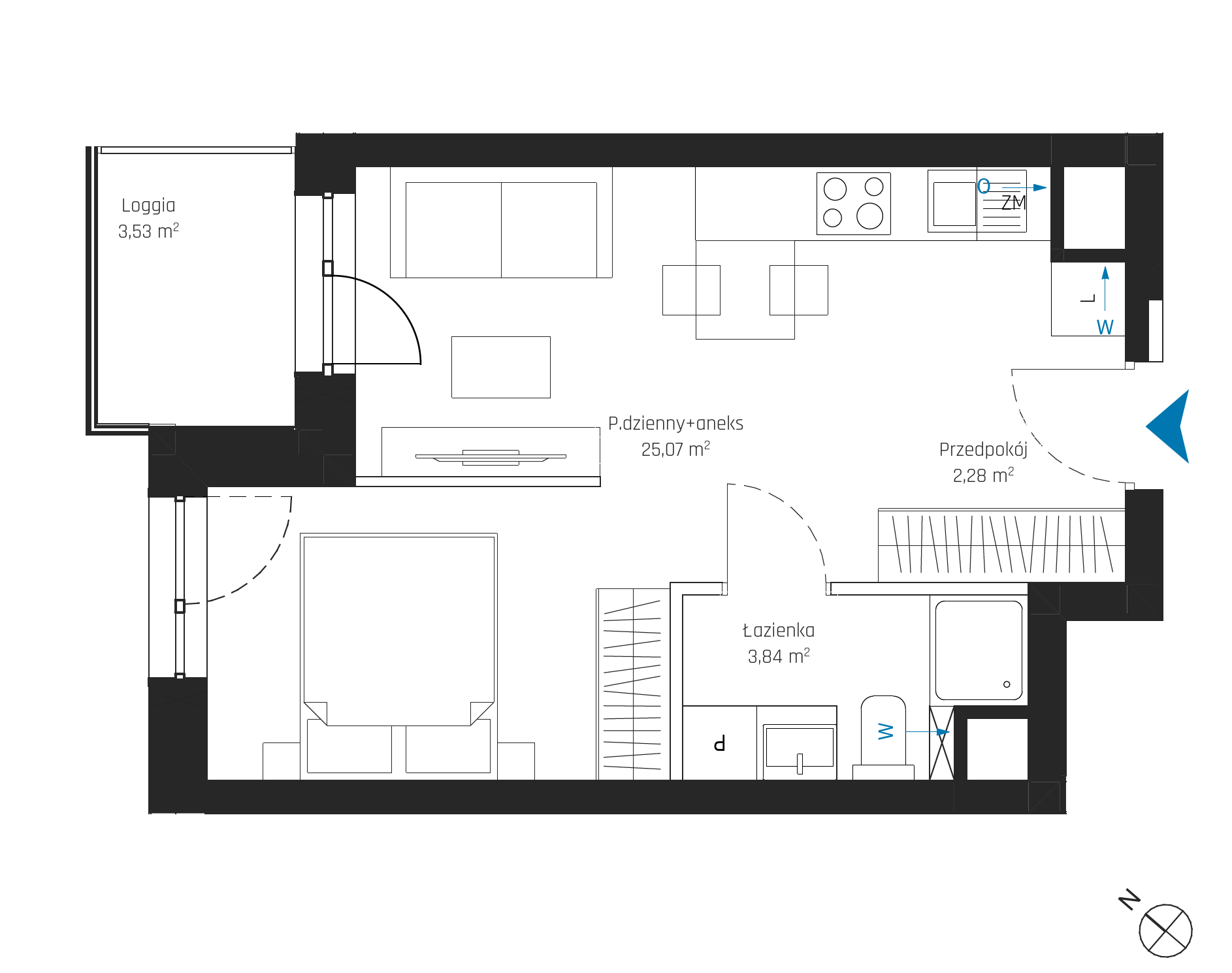 Plan 1 pok. 31m²