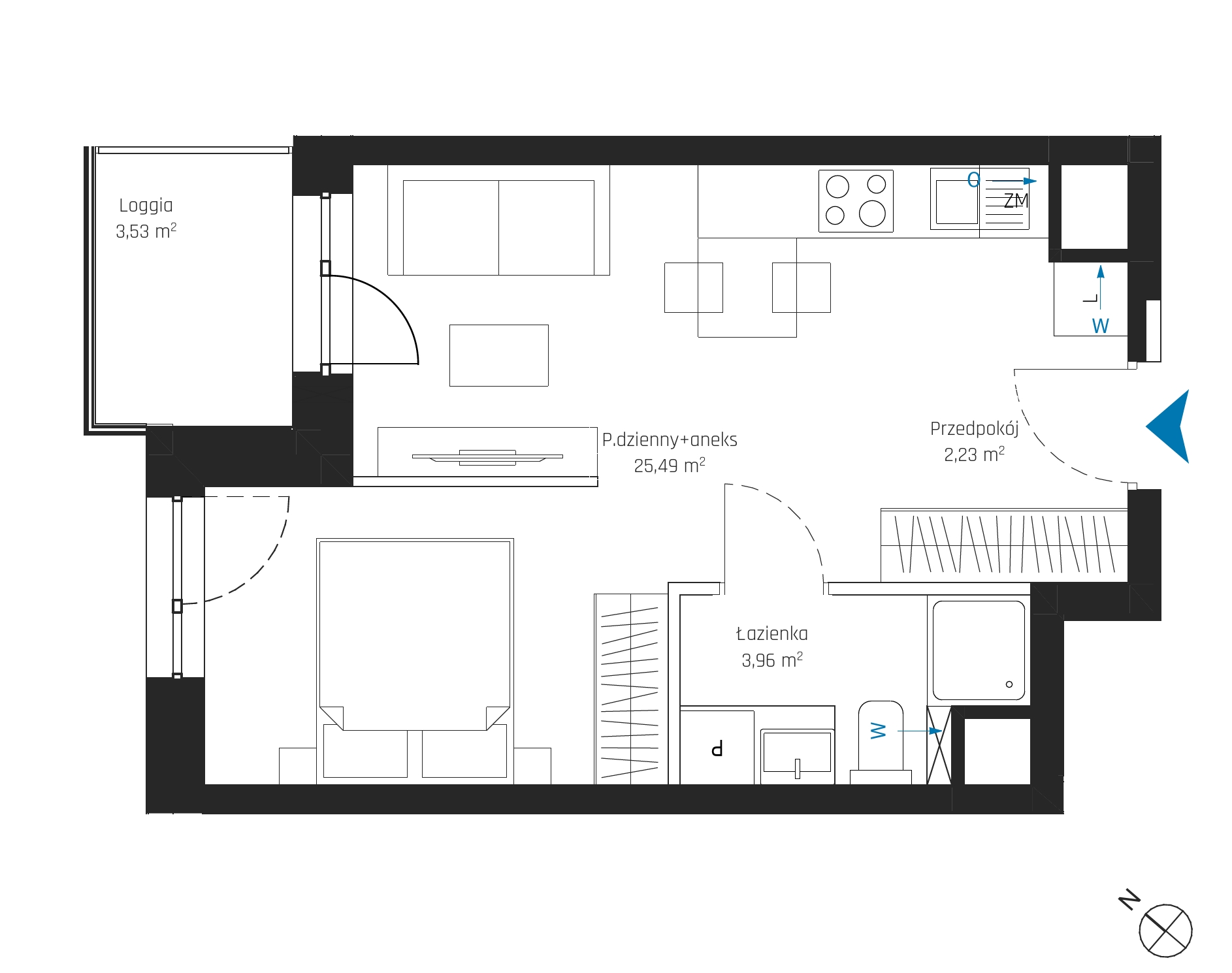 Plan 1 pok. 32m²