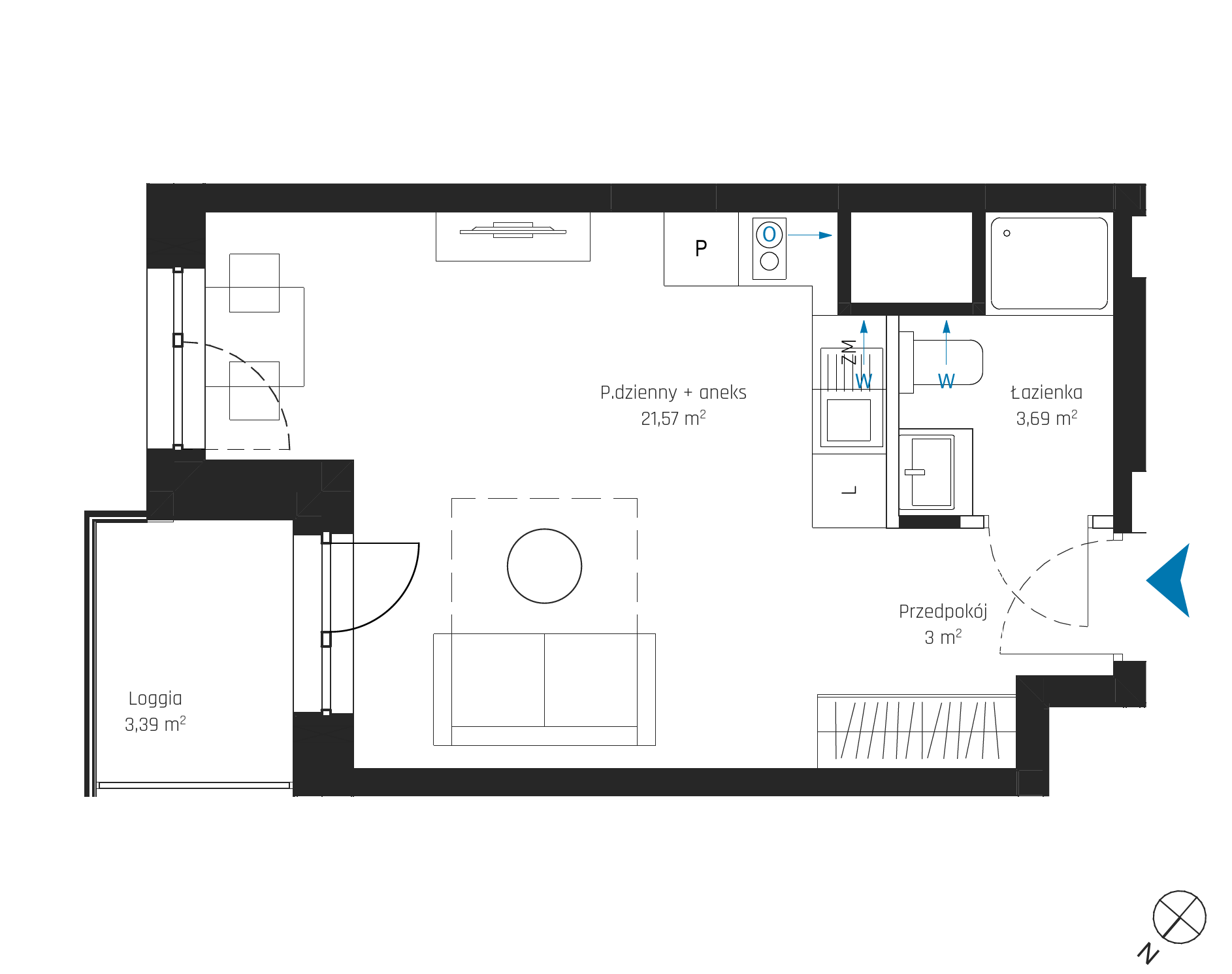 Plan 1 pok. 28m²