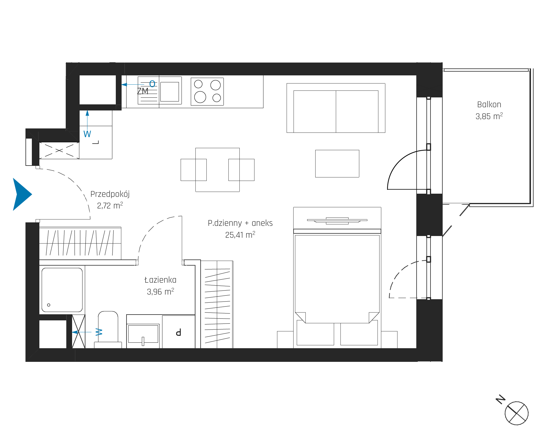 Plan 1 pok. 32m²