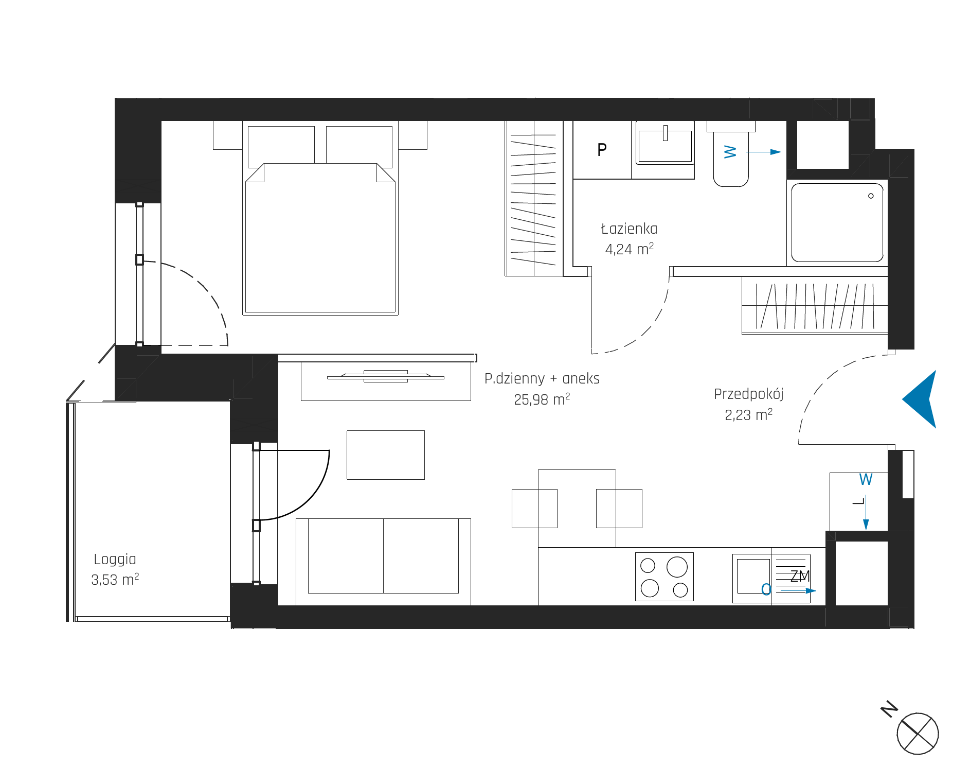 Plan 1 pok. 32m²