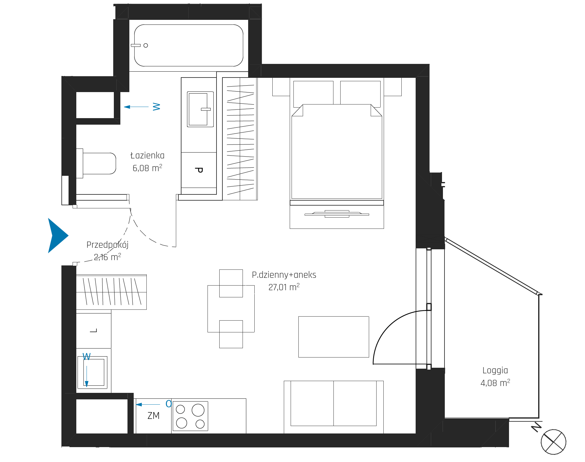 Plan 1 pok. 35m²