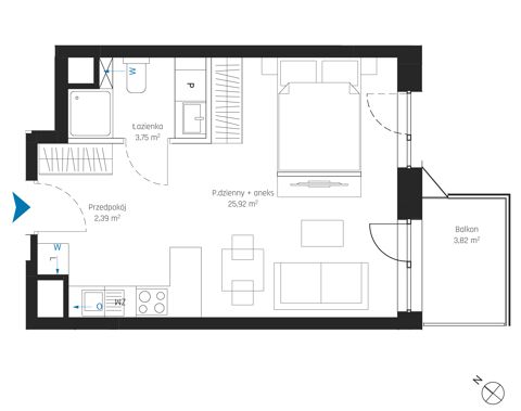 Plan 1 pok. 32m²