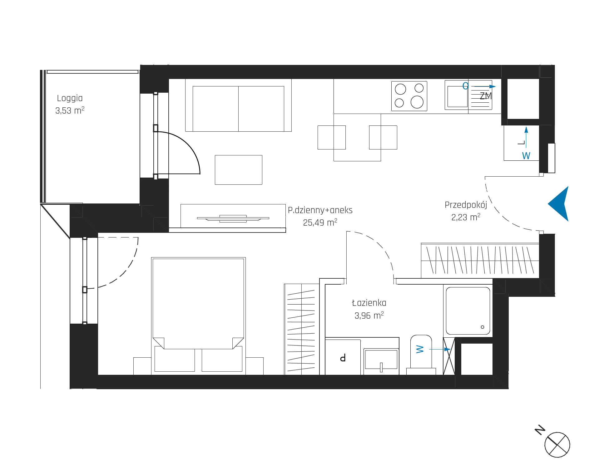 Plan 1 pok. 32m²