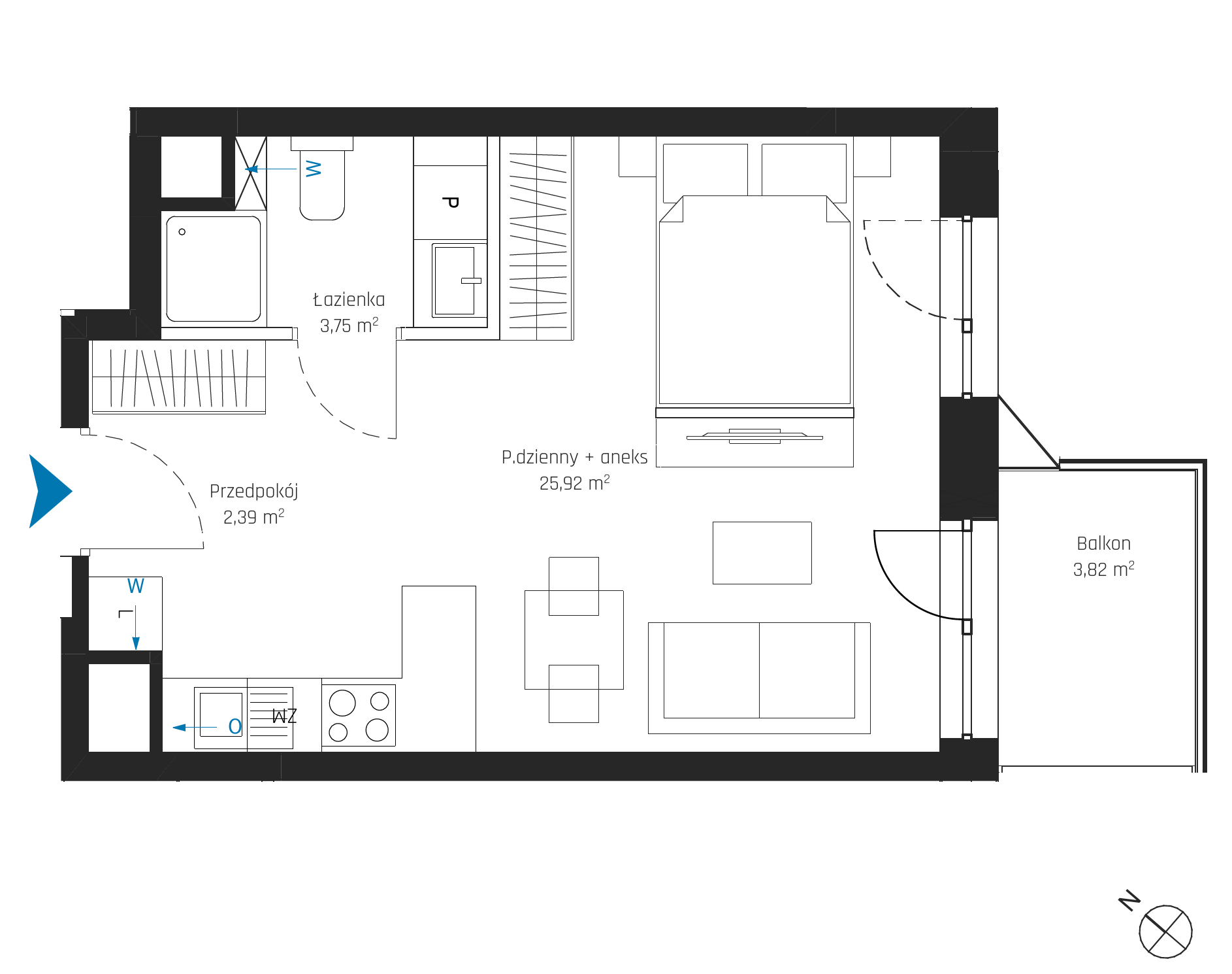 Plan 1 pok. 32m²