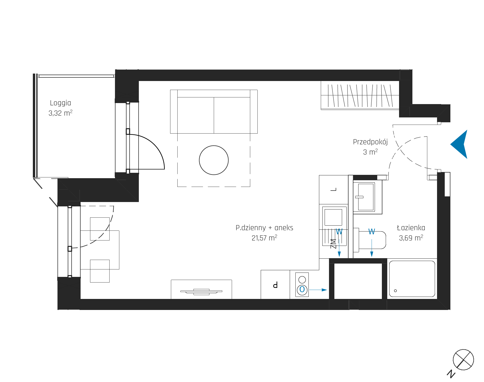 Plan 1 pok. 28m²