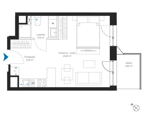 Plan 1 pok. 32m²