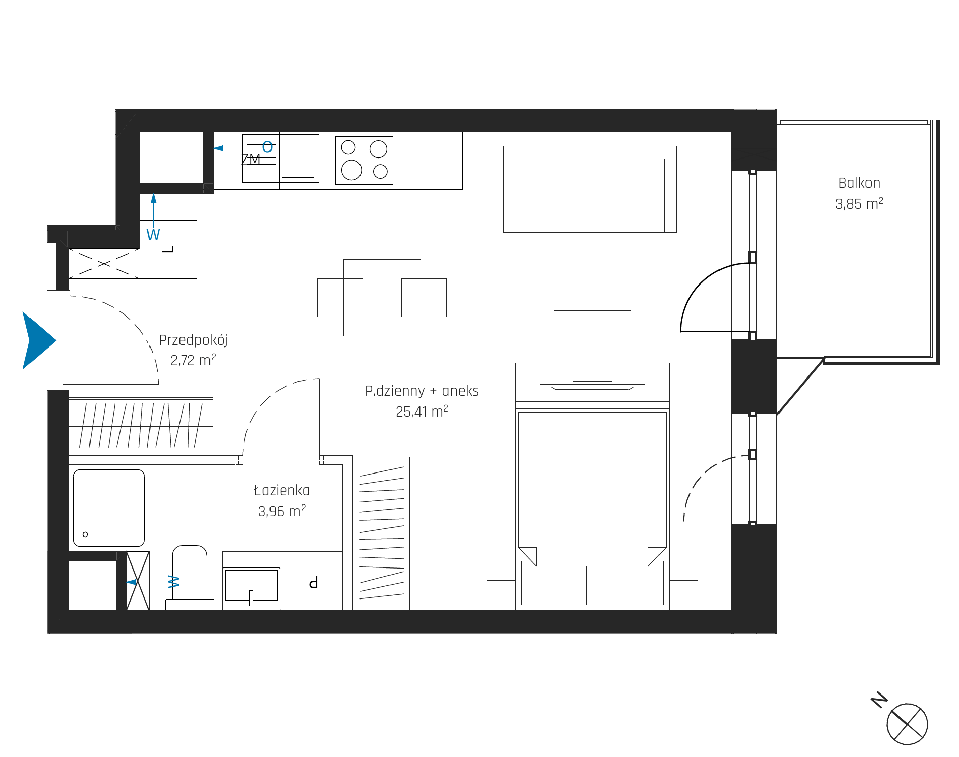 Plan 1 pok. 32m²