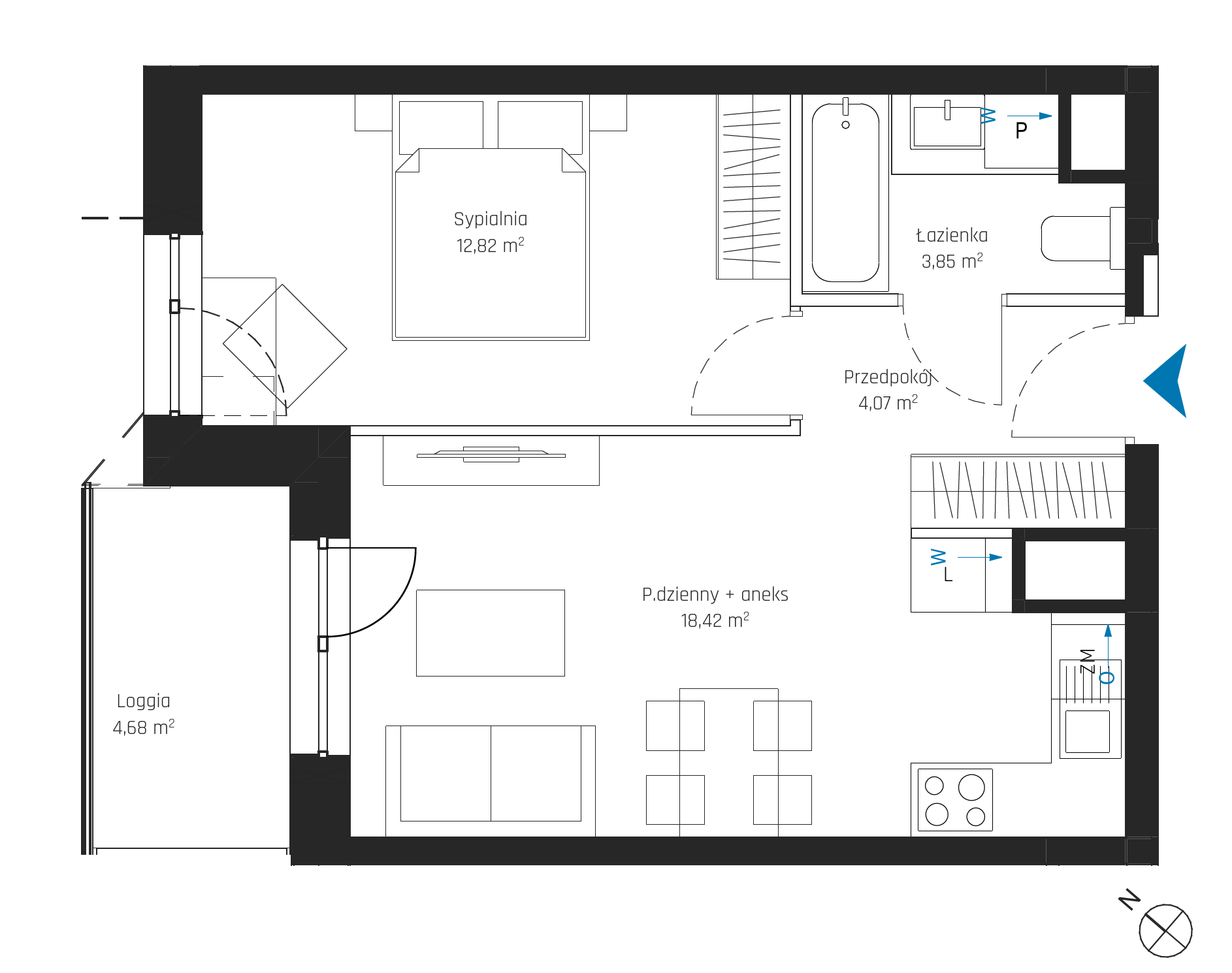 Plan 2 pok. 39m²