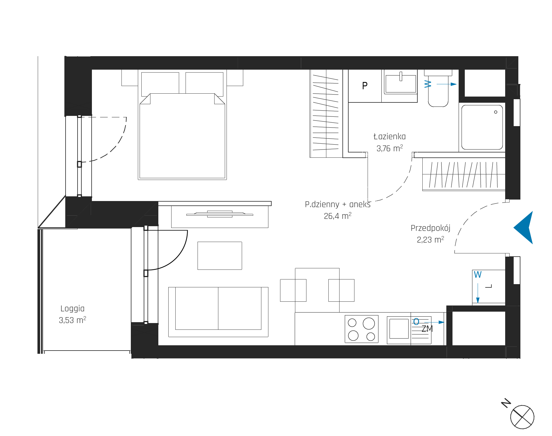 Plan 1 pok. 32m²