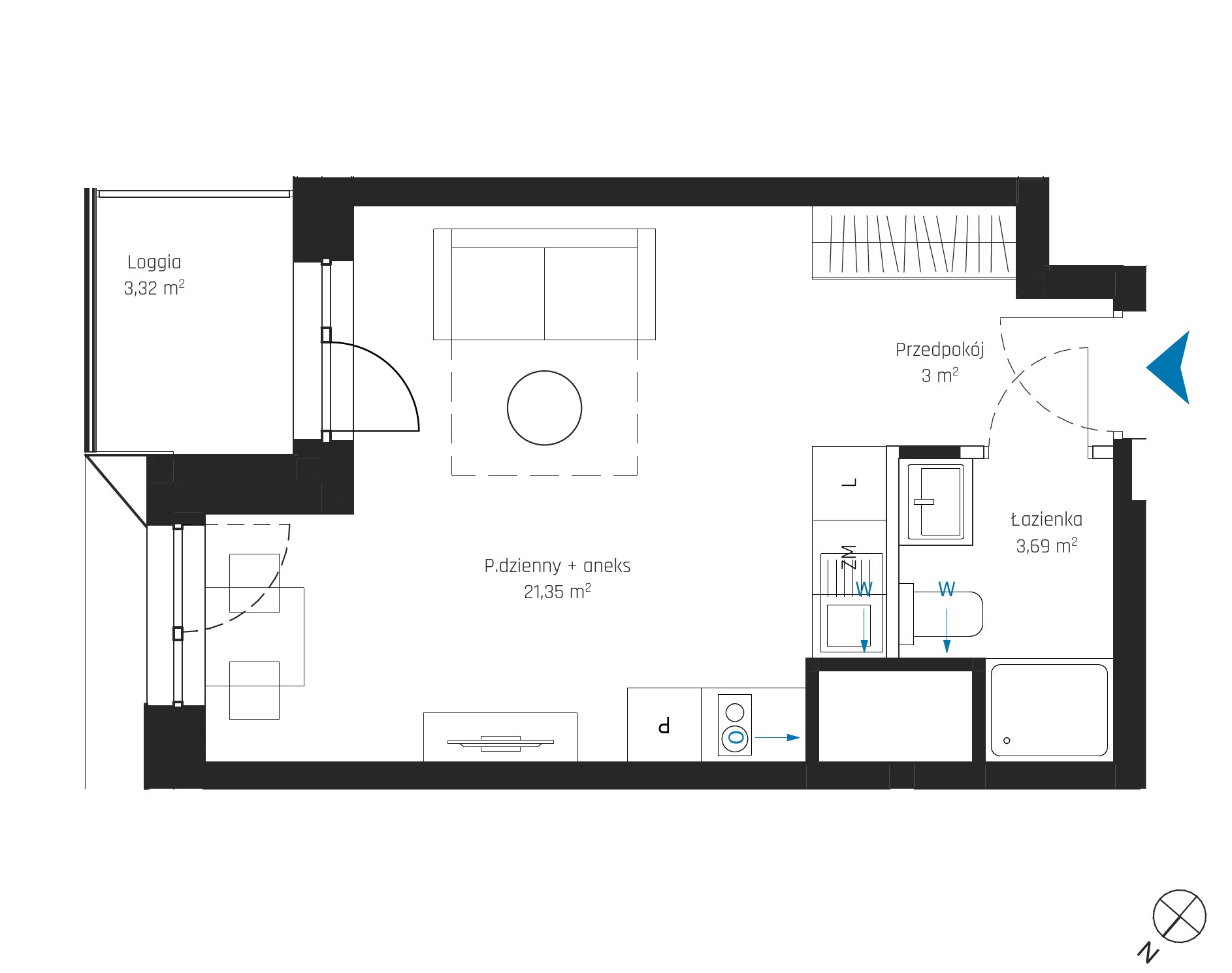 Plan 1 pok. 28m²