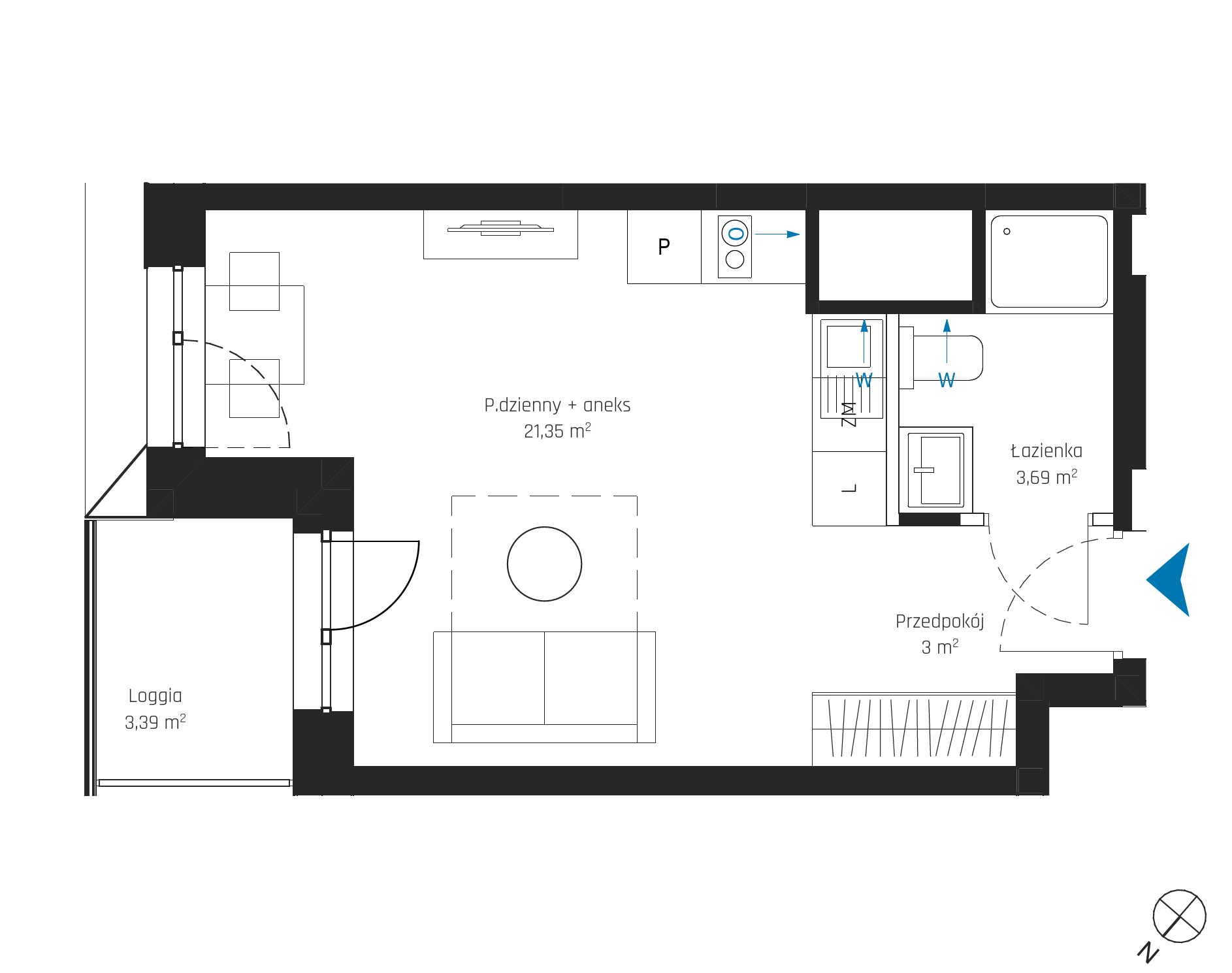 Plan 1 pok. 28m²