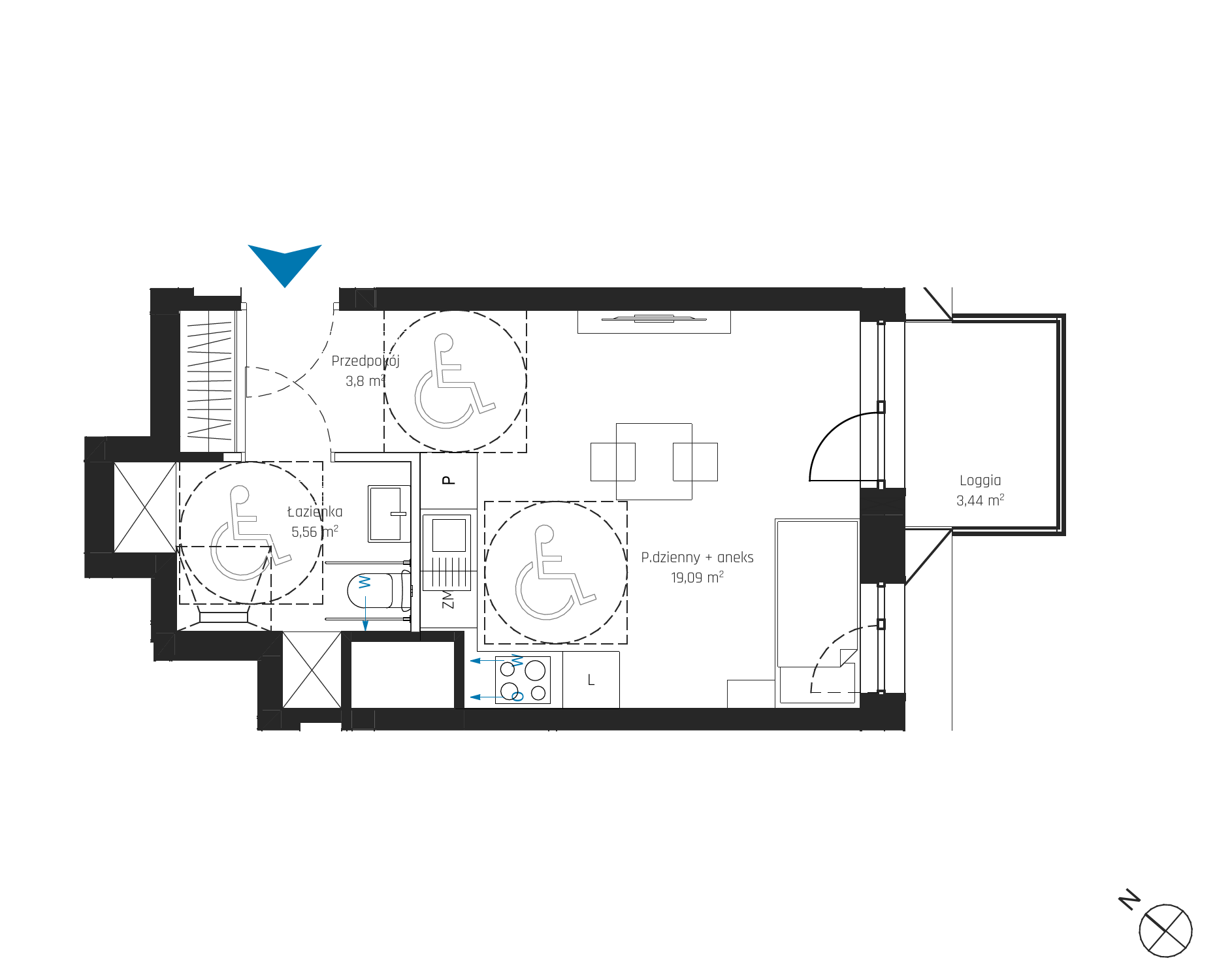 Plan 1 pok. 28m²