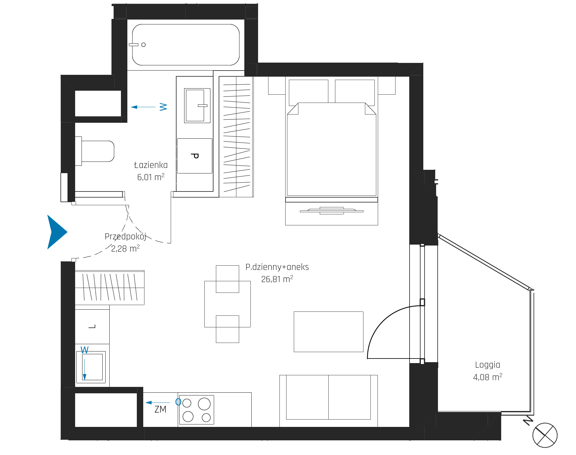 Plan 1 pok. 35m²
