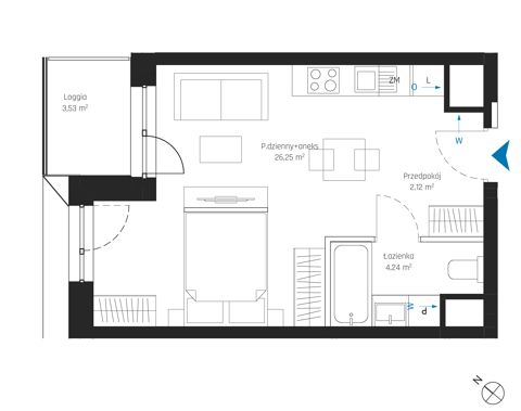 Plan 1 pok. 33m²