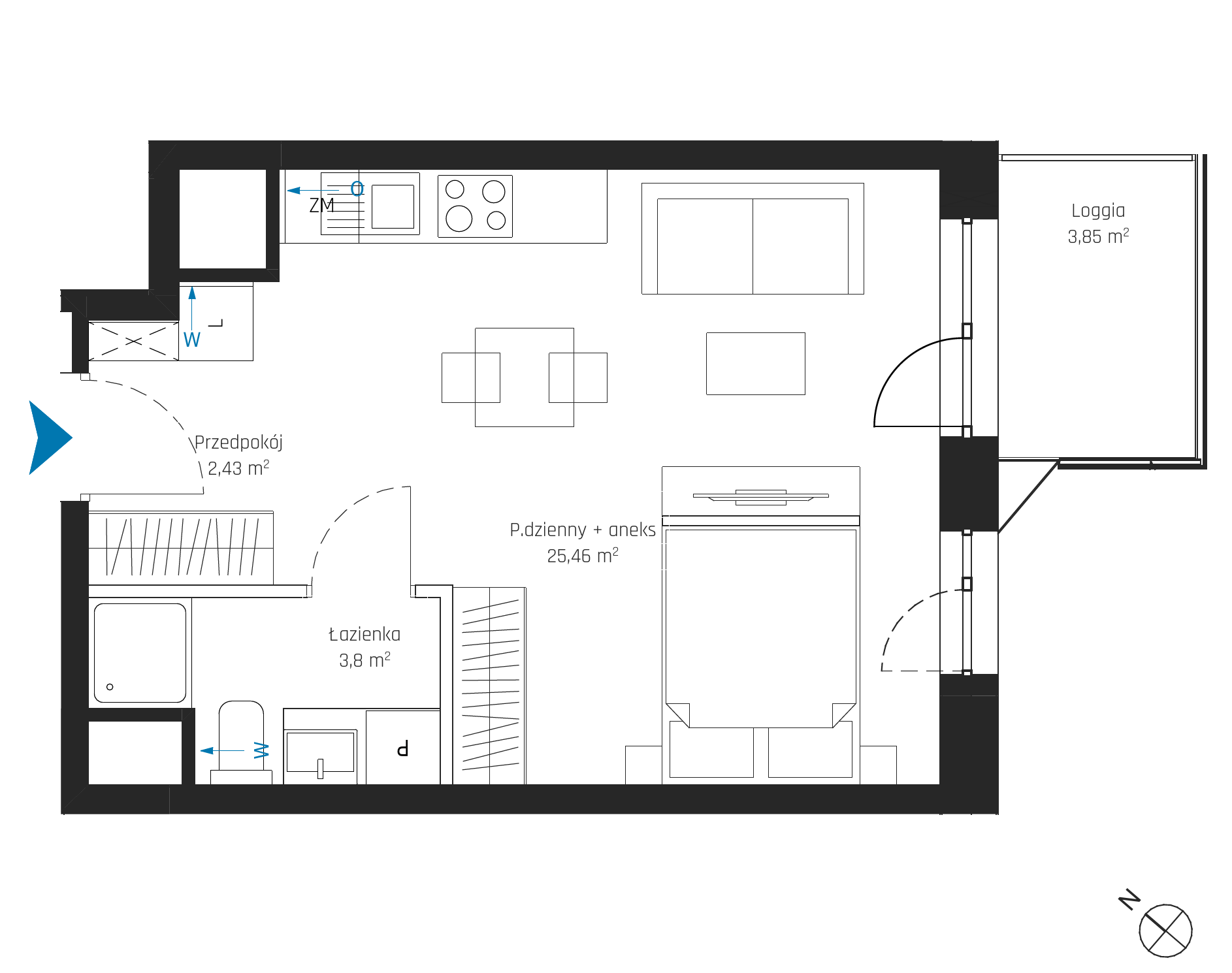 Plan 1 pok. 32m²
