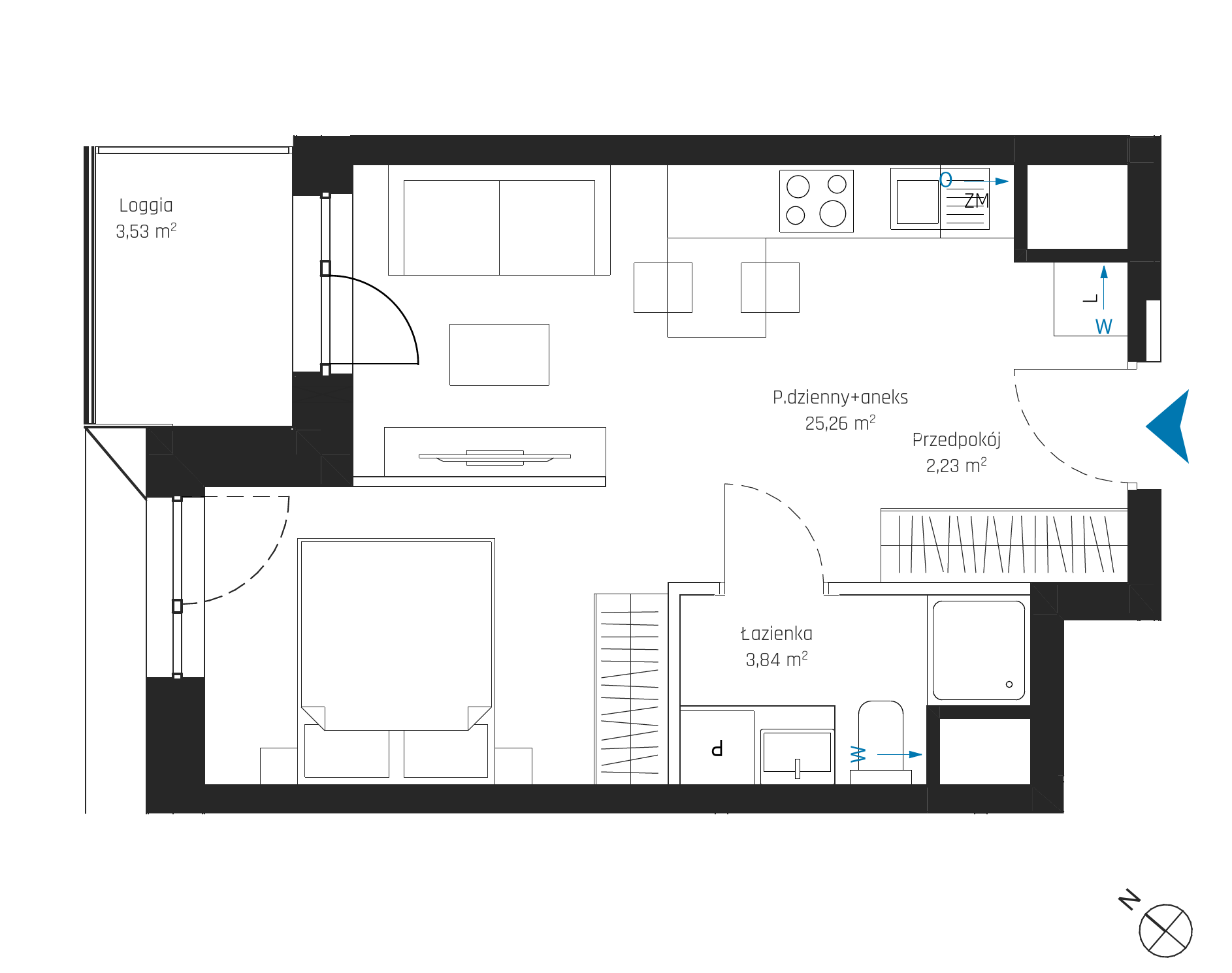 Plan 1 pok. 31m²