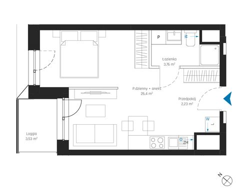 Plan 1 pok. 32m²