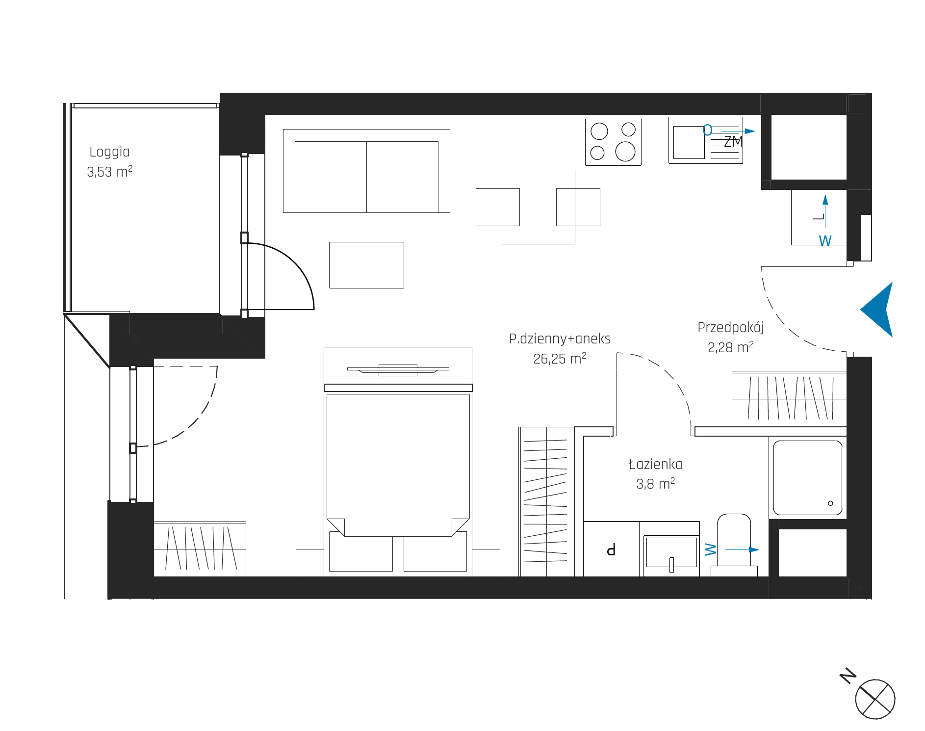 Plan 1 pok. 32m²